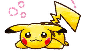a drawing of pikachu laying on its belly